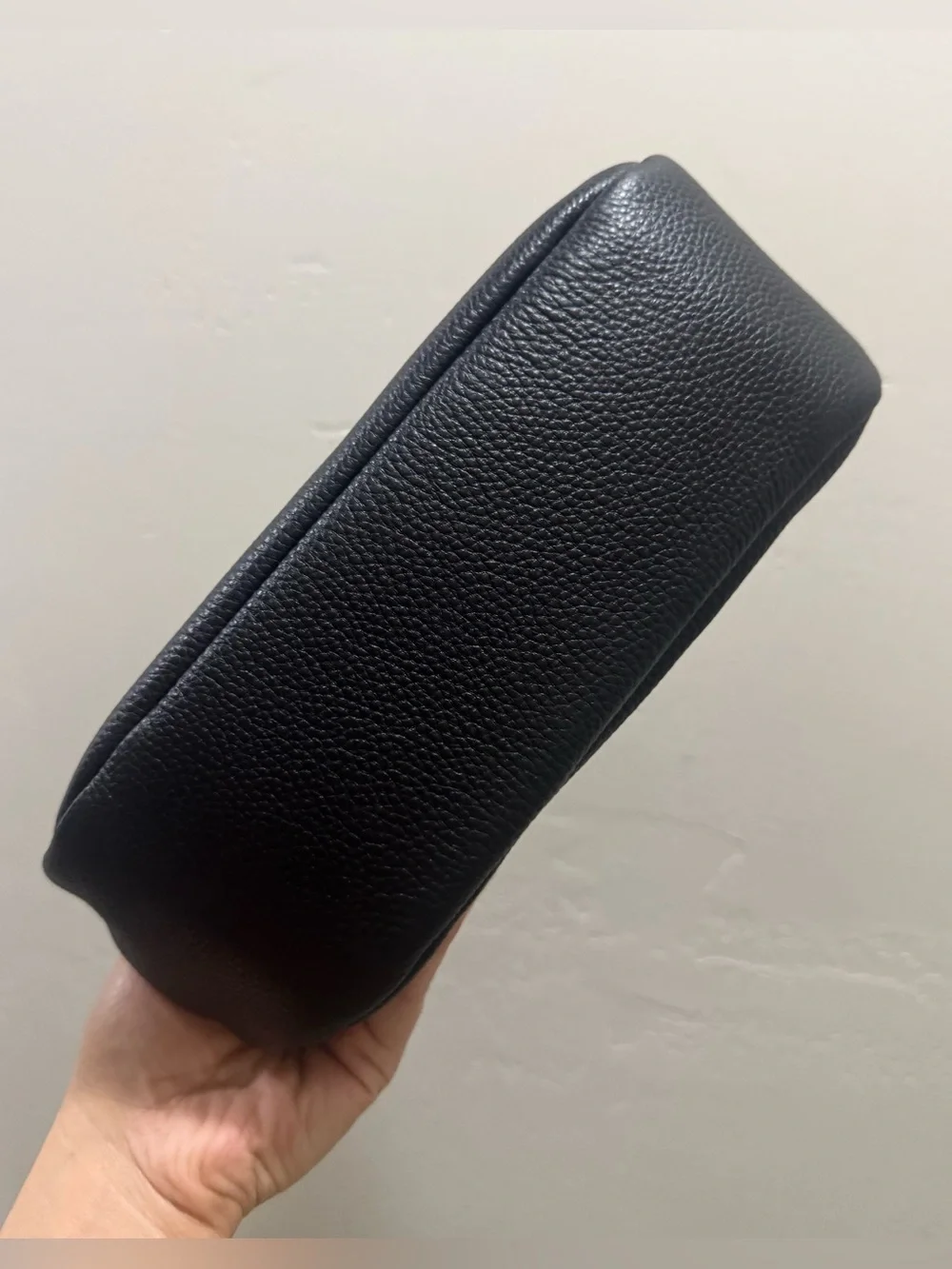 Black Togo Cowhide Calfskin Handmade Kisslock Frame Bag, Multi Use Style